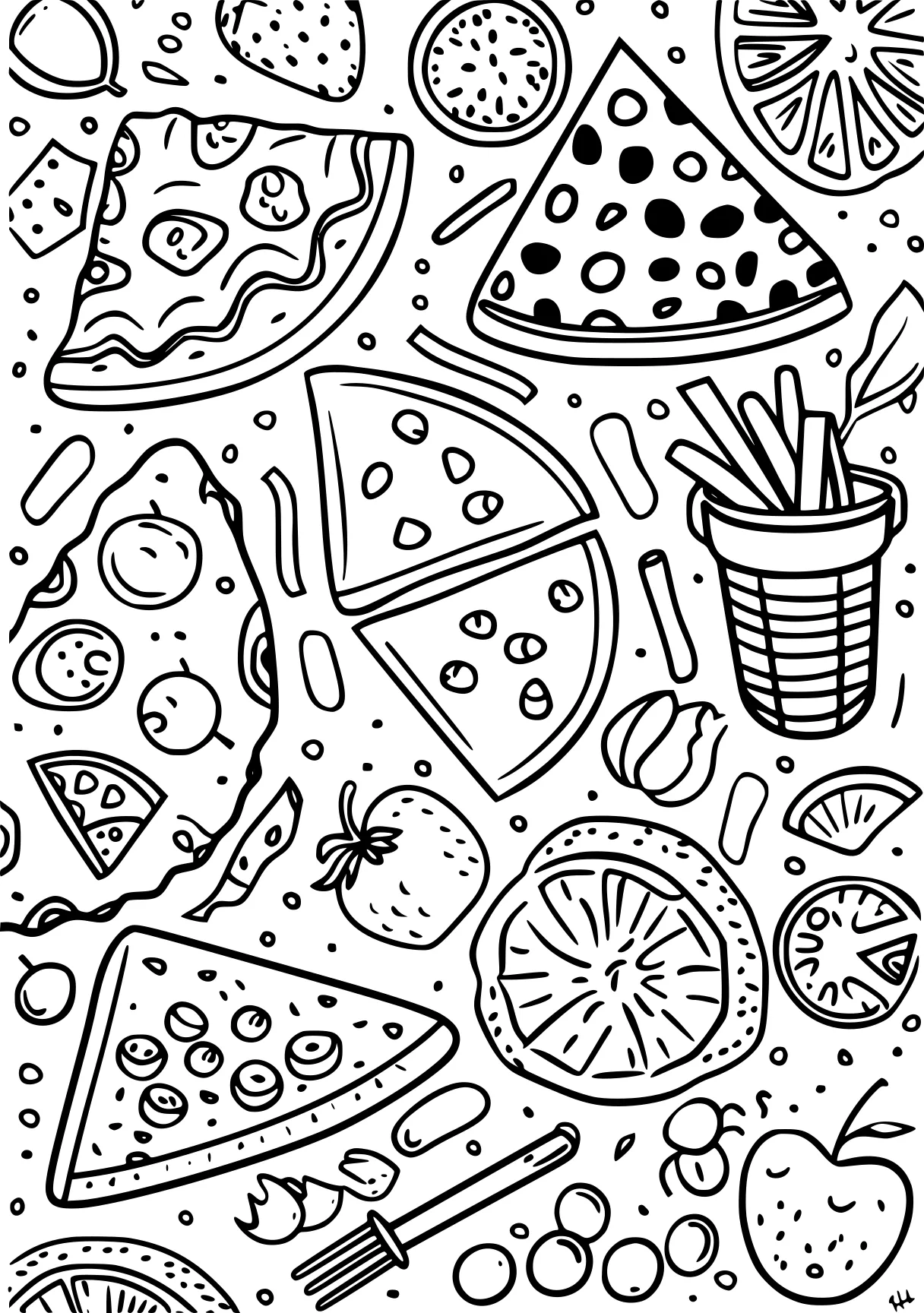 food coloring pages foods, pizza, food, free page downloads