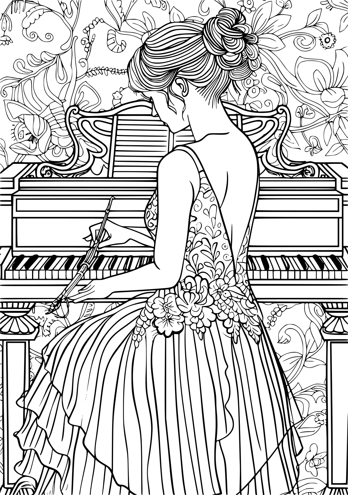 my melody coloring page piano, melody, music, free downloads