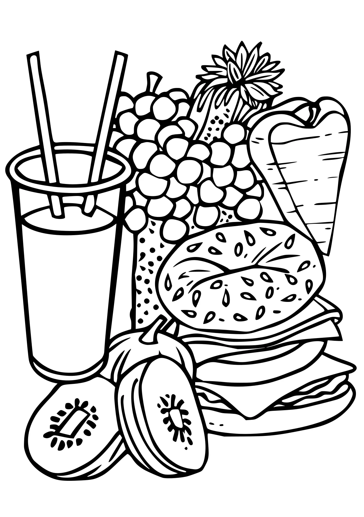 food coloring sheets foods, zentangle, food, free page downloads