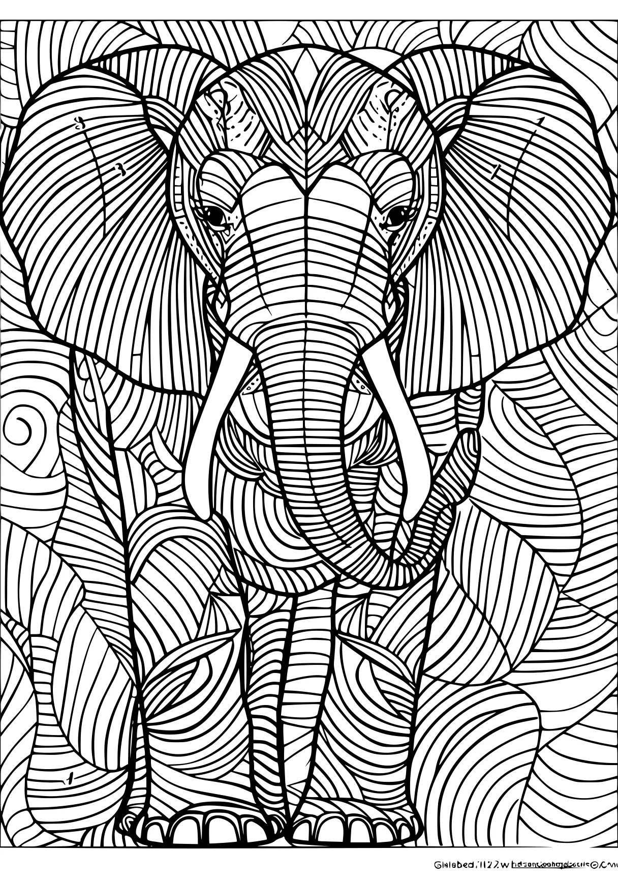 printable color by number for adults elephant, zentangle, dumbo, free coloring page downloads