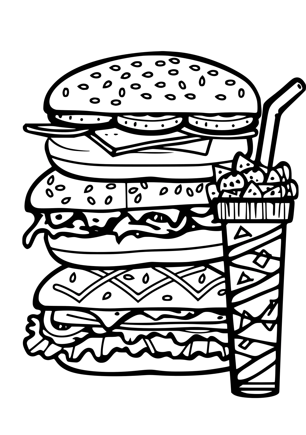 food coloring sheets burger, illustrator, foods, food, free page downloads