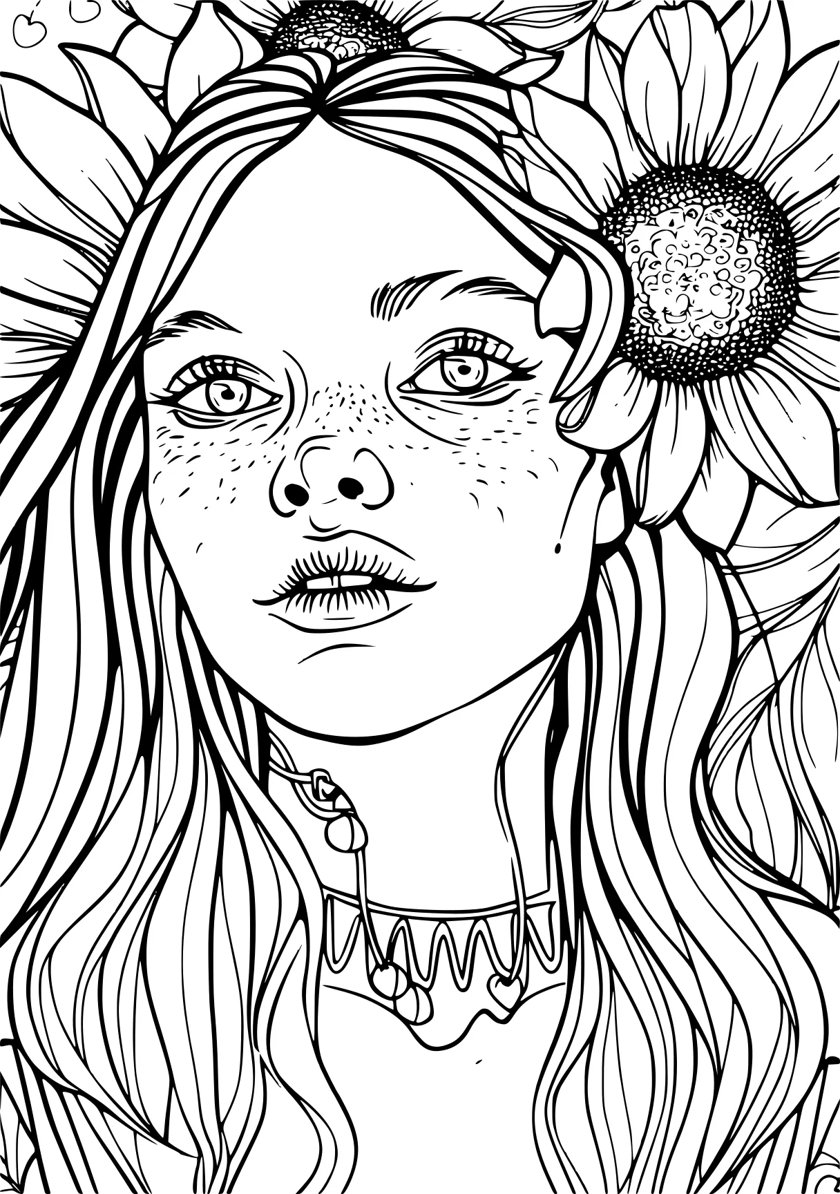 printable coloring pages sunflower, zentangle, boho, free page downloads