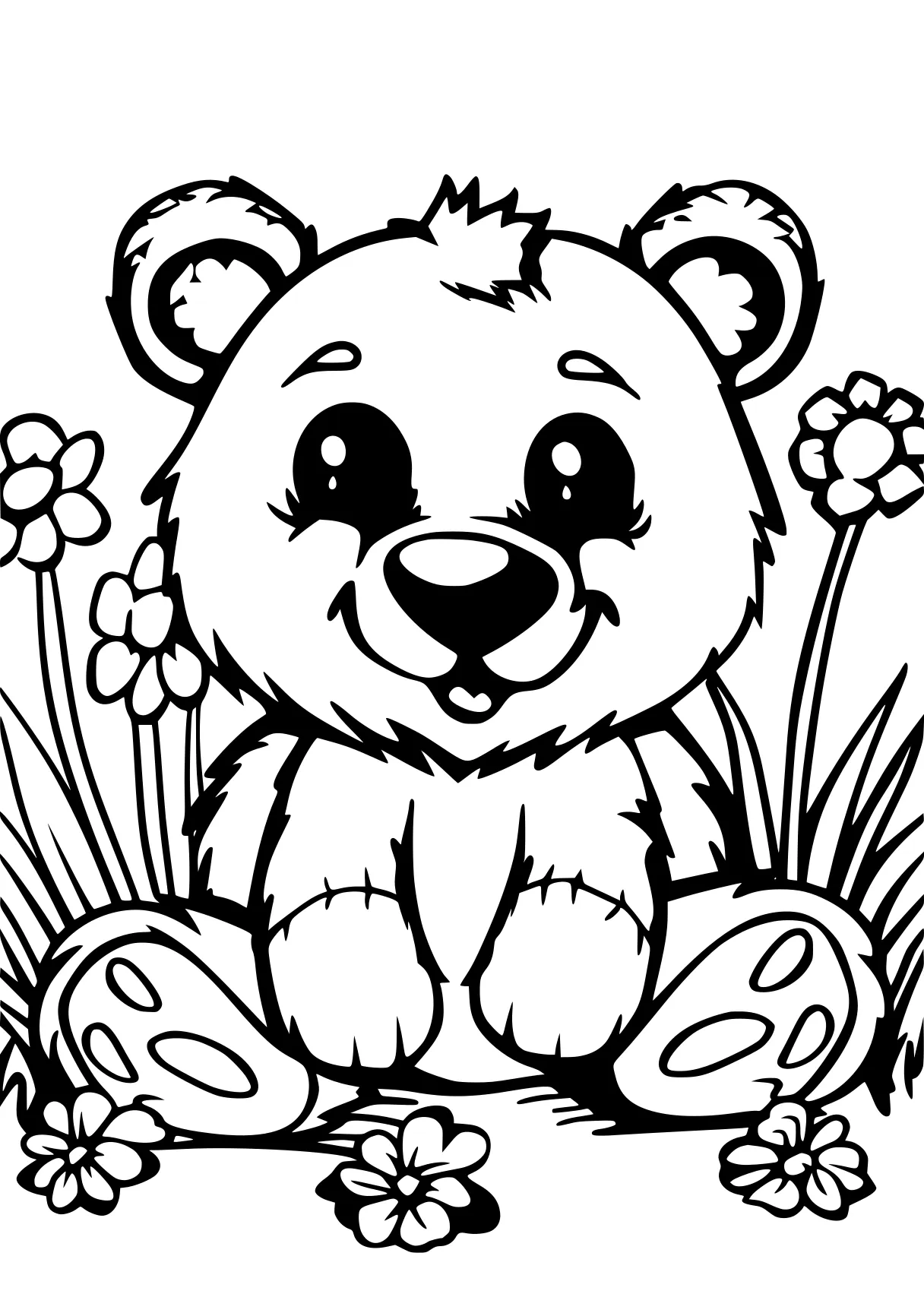 coloring pages cute animals bear, fazbear, panda, free page downloads