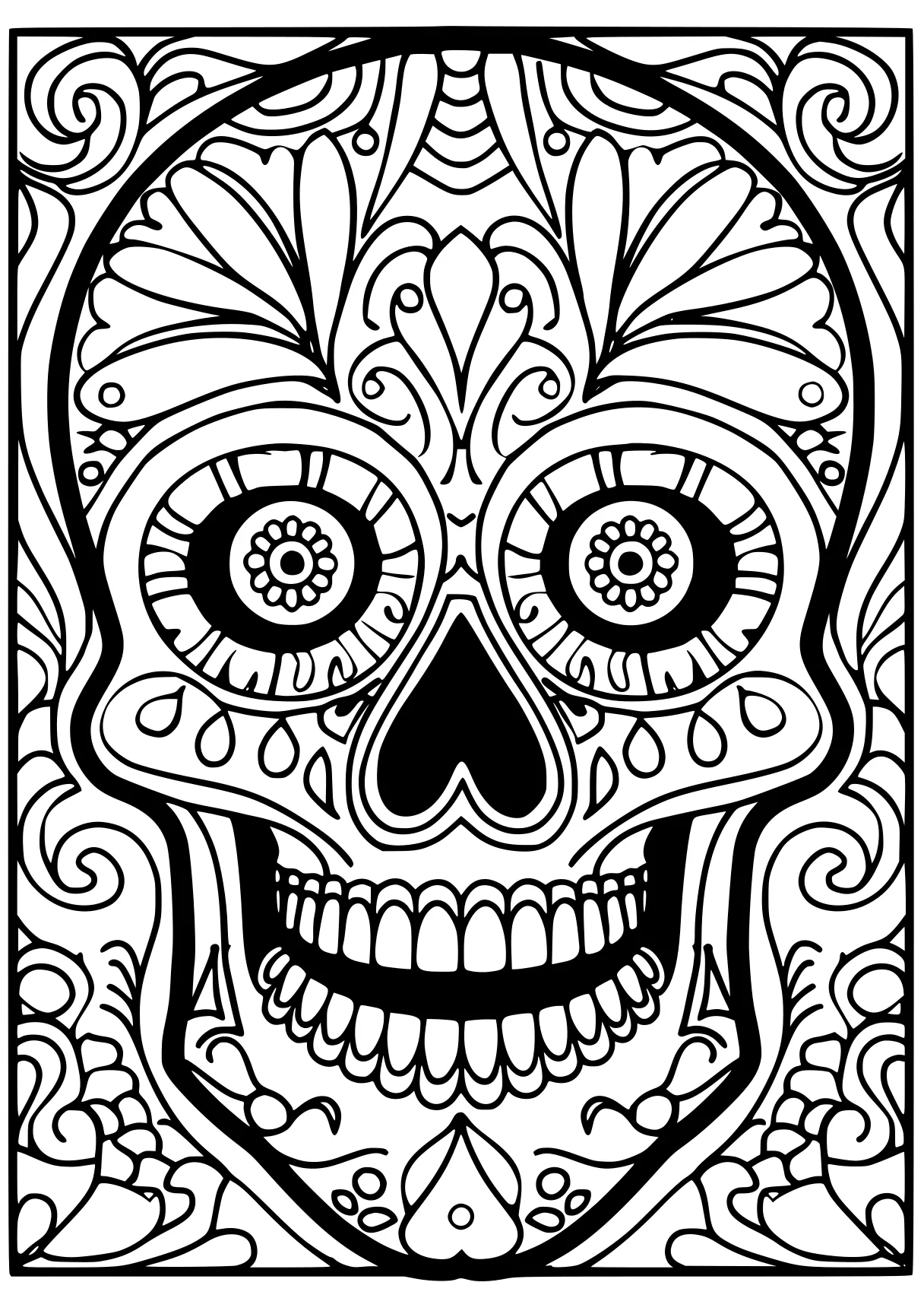 coloring pages online muertos, skull, mandala, free page downloads