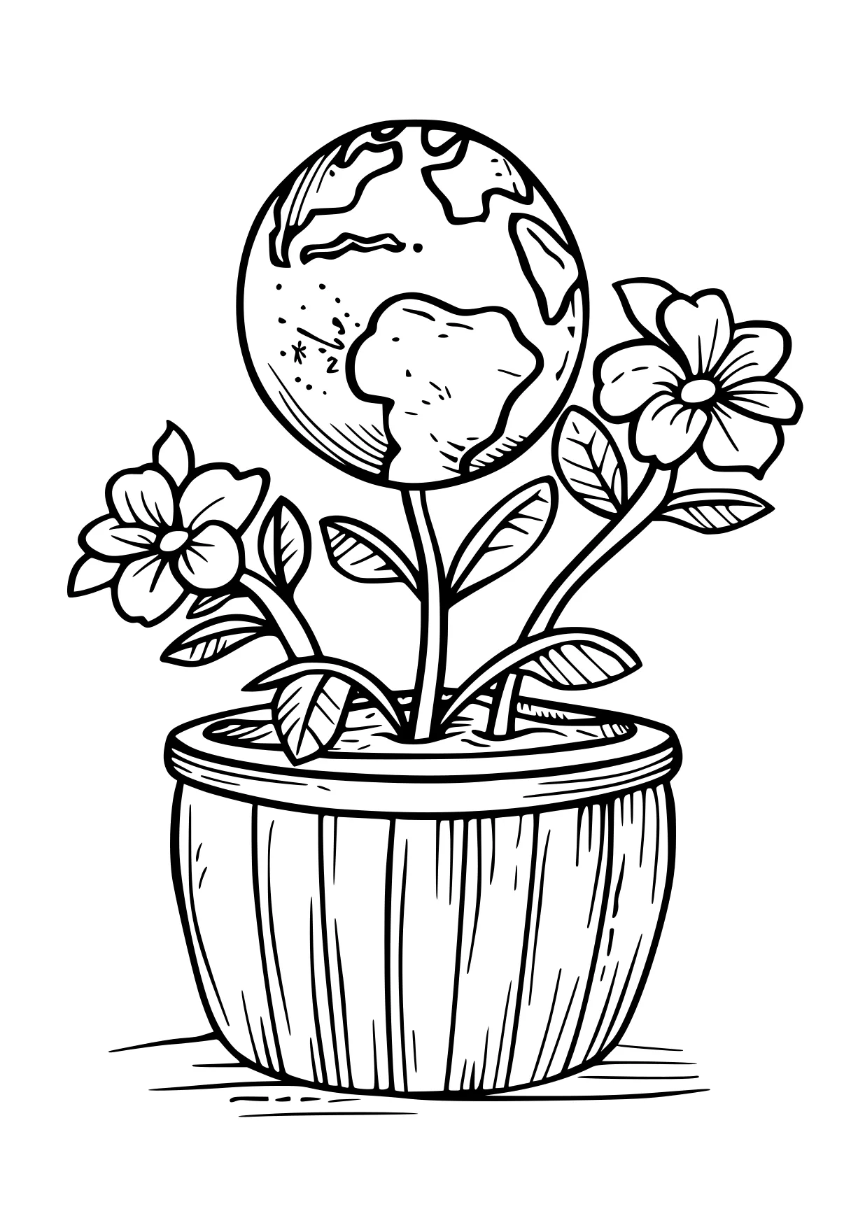 earth day coloring pages, tulip, globe, plant, free page downloads