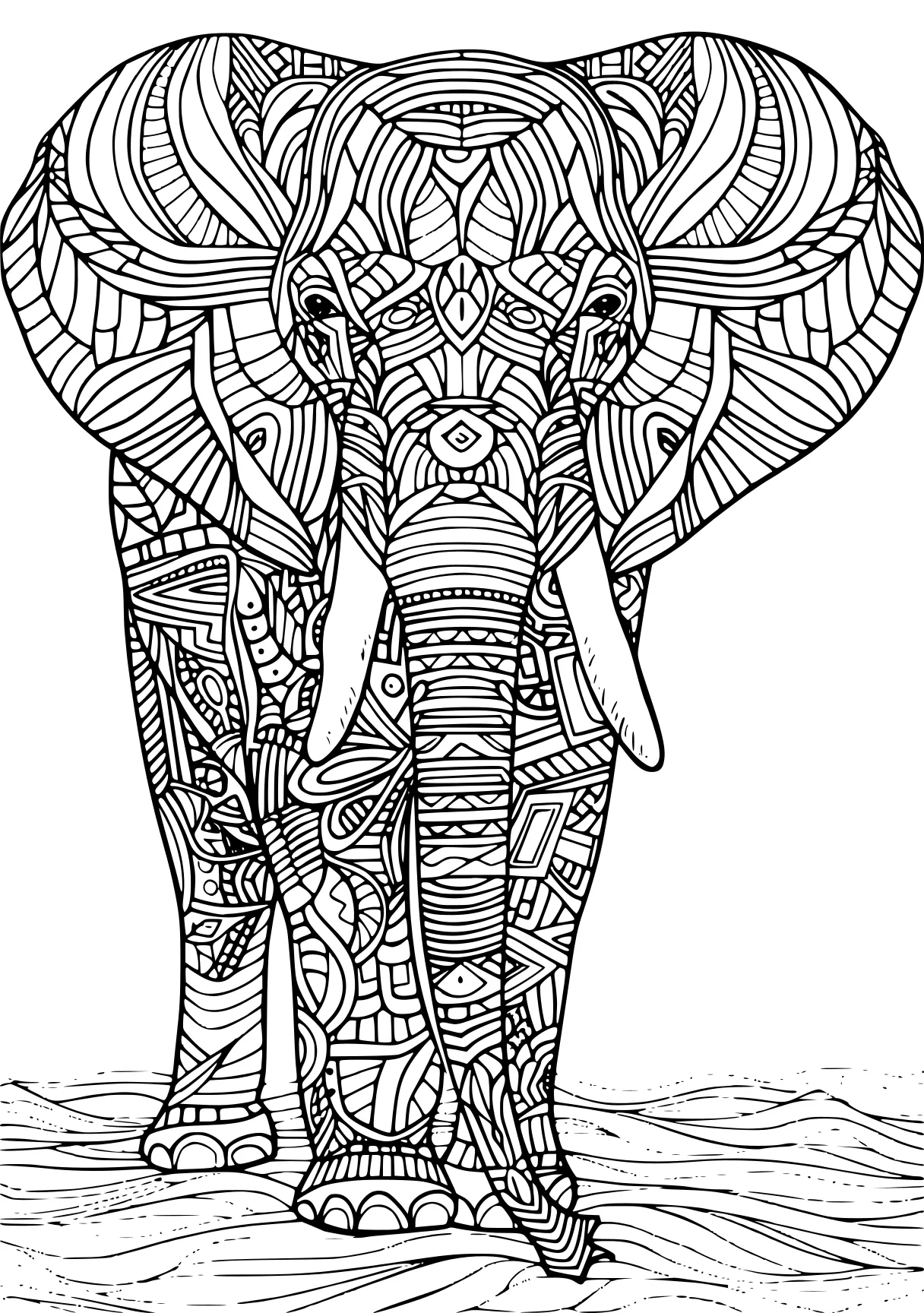 coloring pages for adults animals elephant, dumbo, zentangle, free page downloads