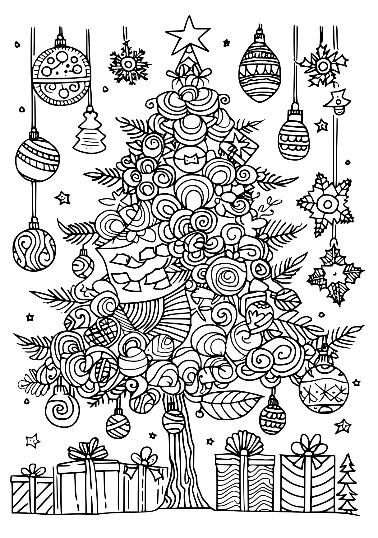 coloring pages for adults christmas zentangle, ornament, tree, free page downloads