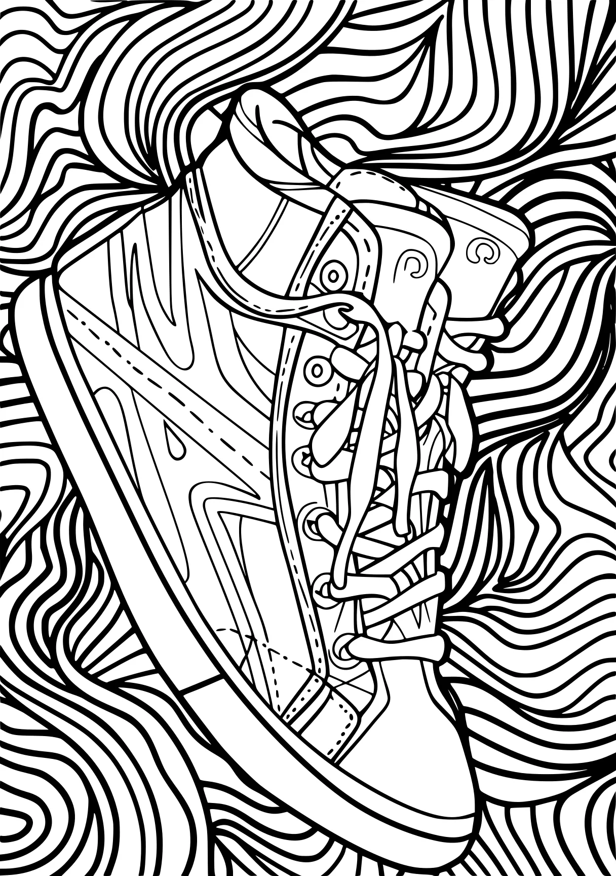 color by number printable zentangle, sneaker, lines, free coloring page downloads