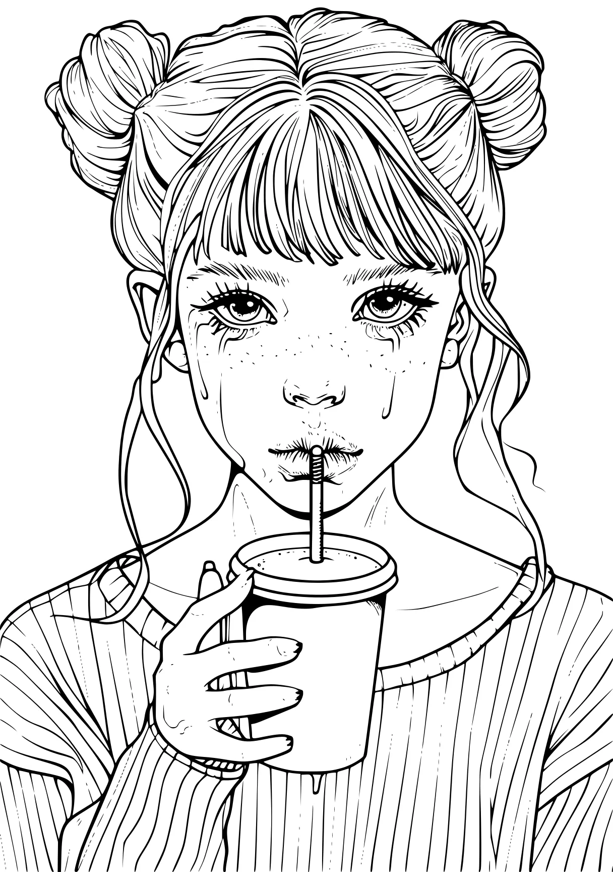 aesthetic coloring page stress, anxiety, worksheets, cup, feelings, free downloads