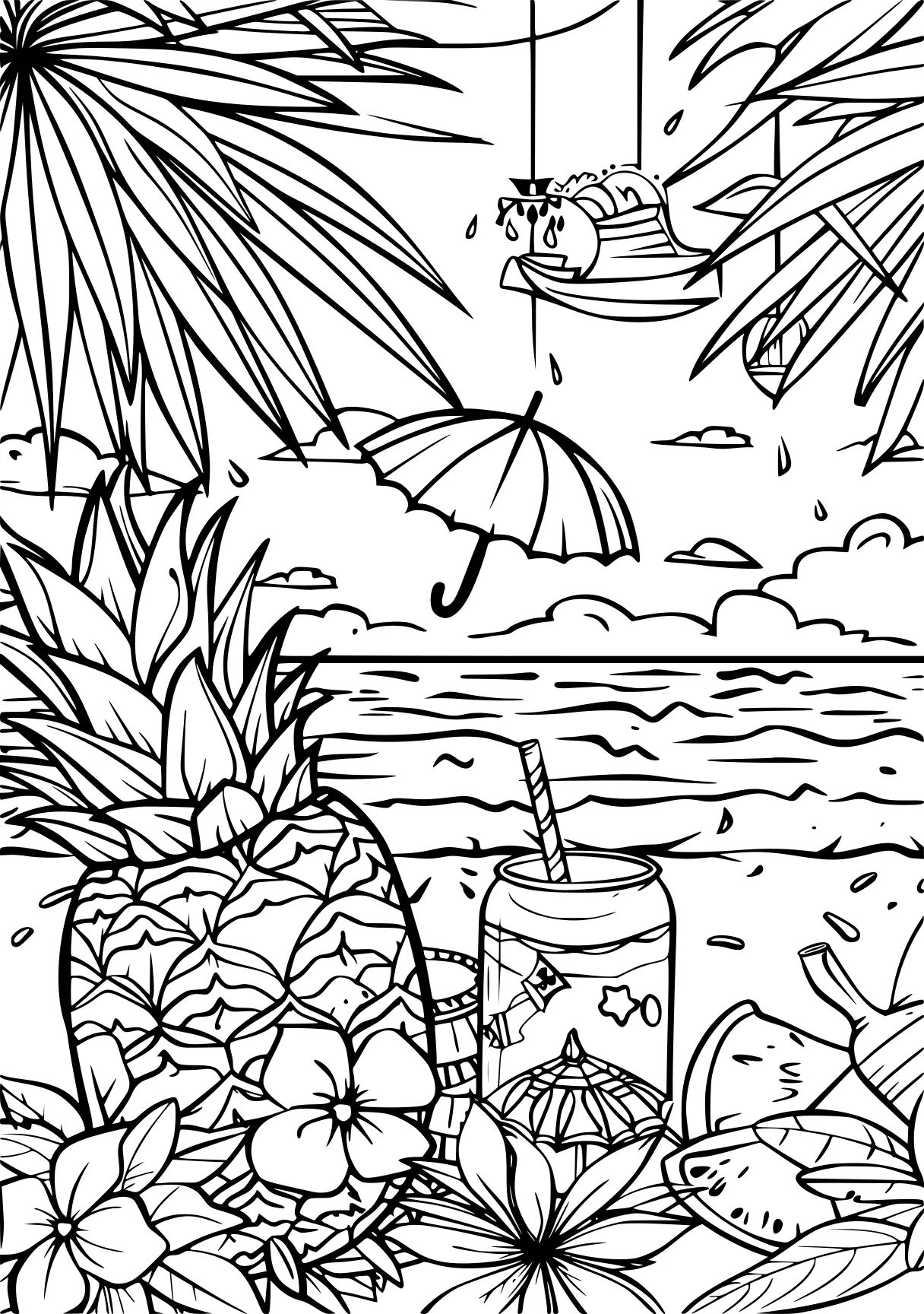 summer coloring sheet, colouring, preview, coloring, free page downloads