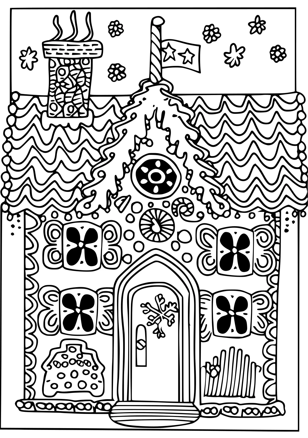 gingerbread house coloring page, zentangle, ornament, rapunzel, free downloads