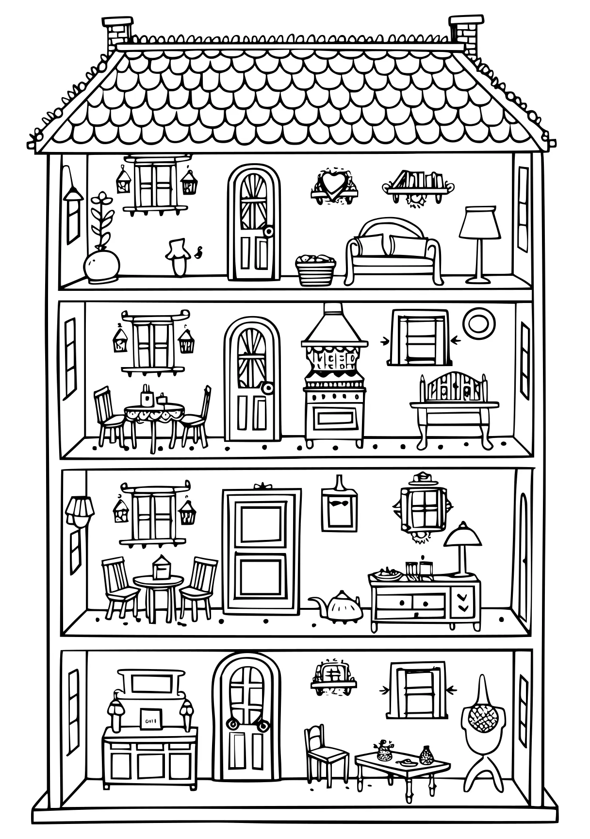 gabby's dollhouse coloring pages, dollhouse, shelf, printable, free page downloads