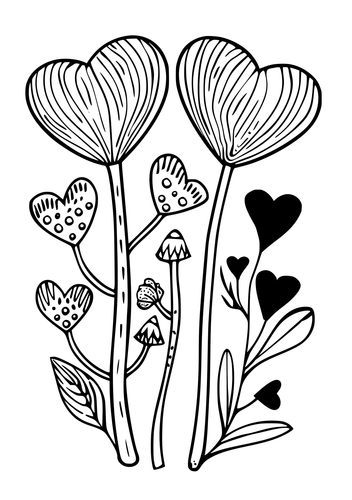 coloring print tulip, zentangle, flowers, free page downloads