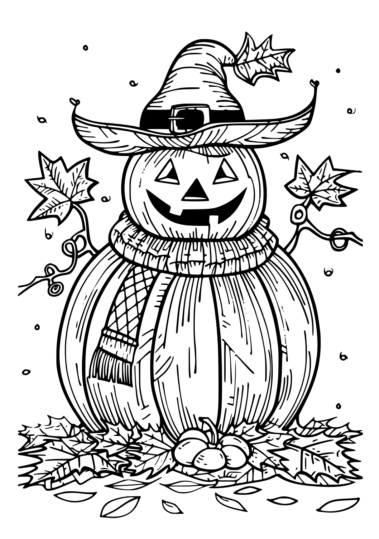 autumn coloring pages scarecrow, pumpkin, muertos, witchy, krueger, free page downloads