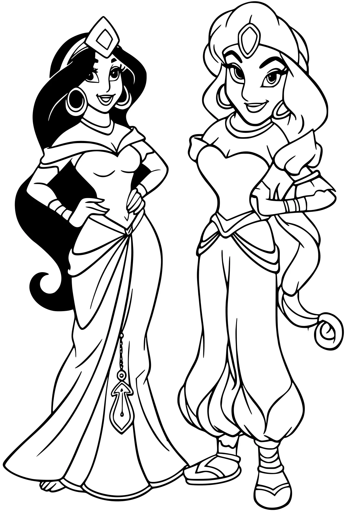 princess jasmine coloring pages jasmine, dresses, characters, aladdin, printables, free page downloads