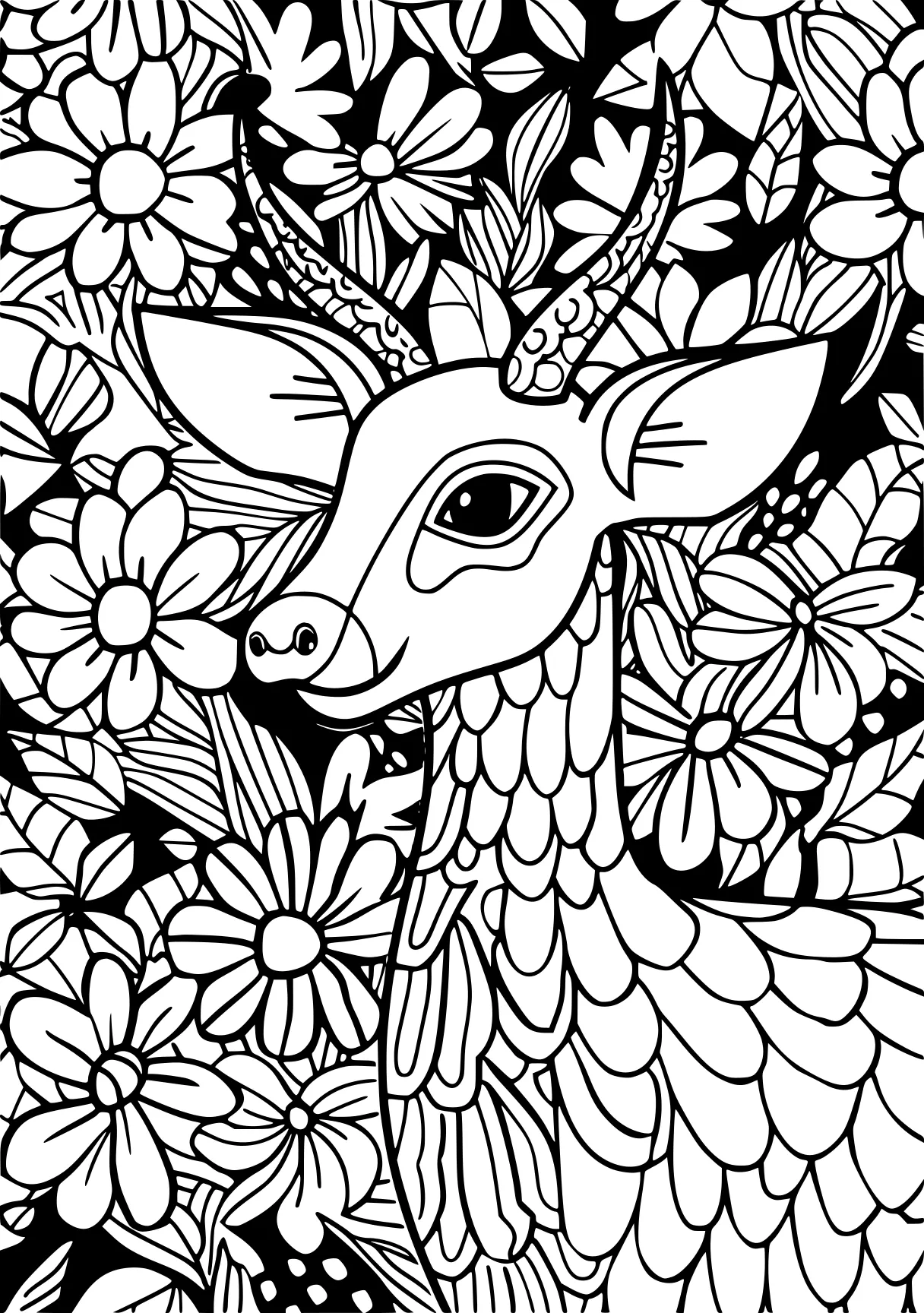 free adult coloring pages, deer, colouring, zentangle, page downloads