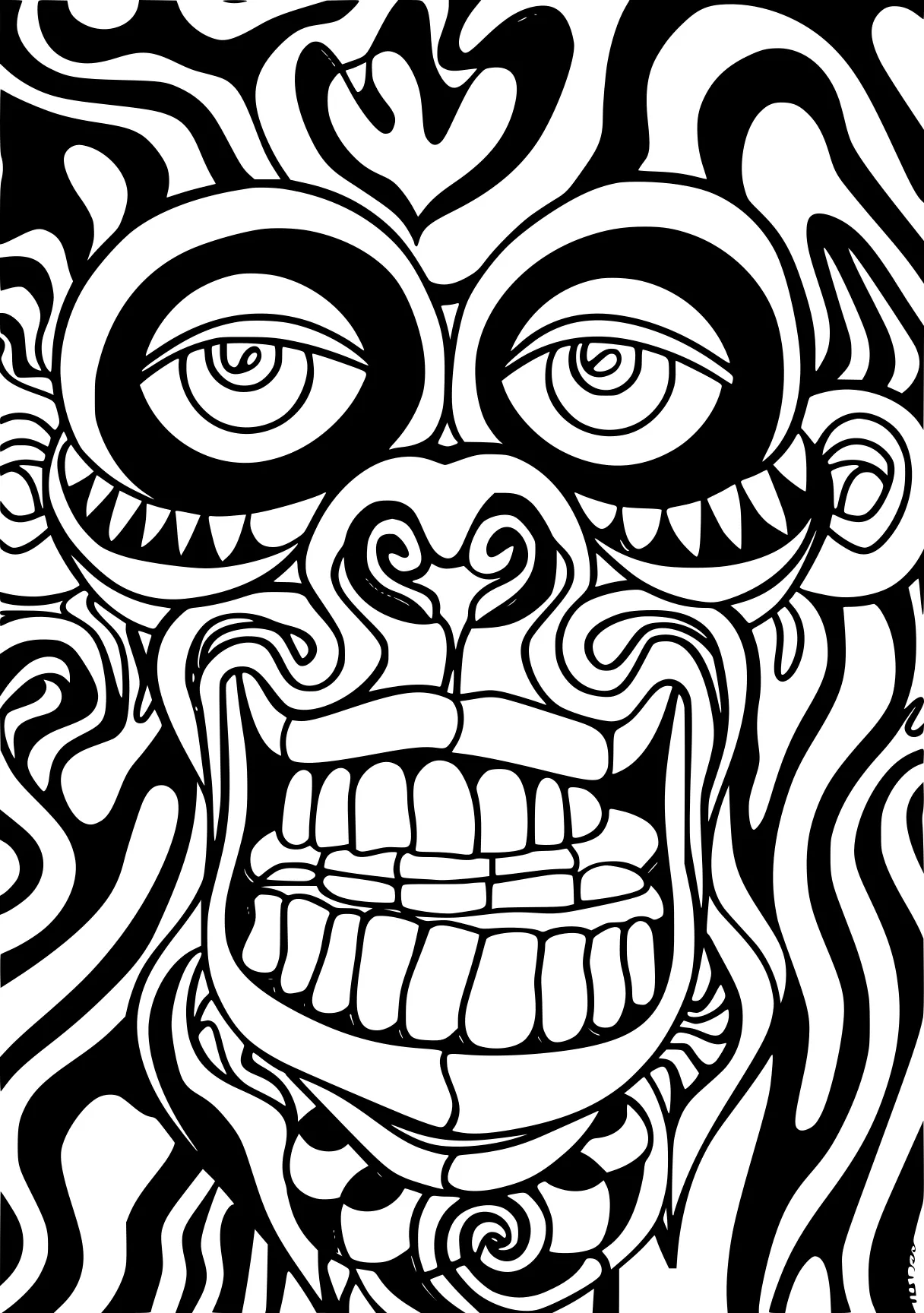 trippy coloring pages face, acid, kaido, mask, free page downloads