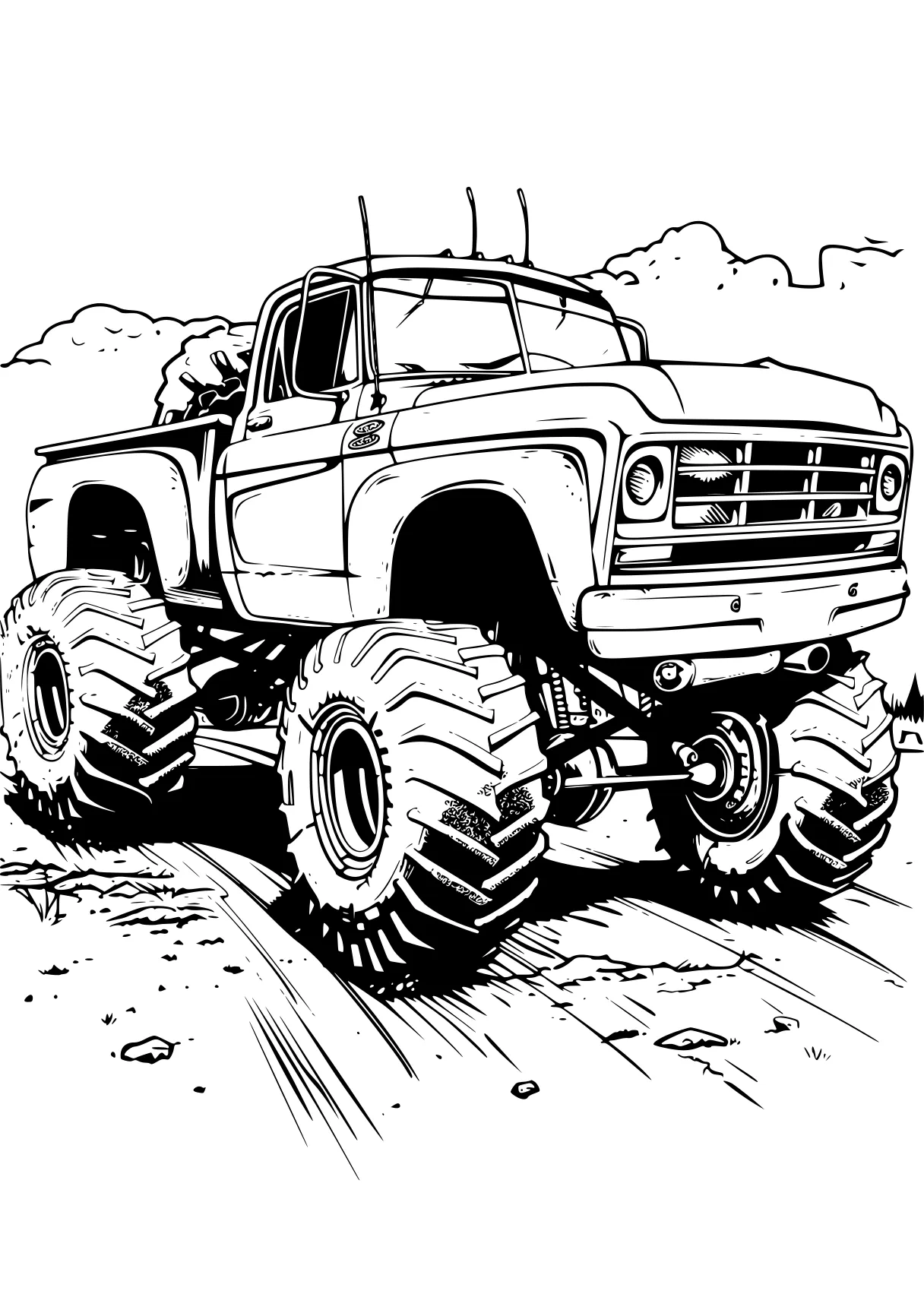 monster truck color page truck, vehicle, crawler, trucks, jeep, free coloring downloads