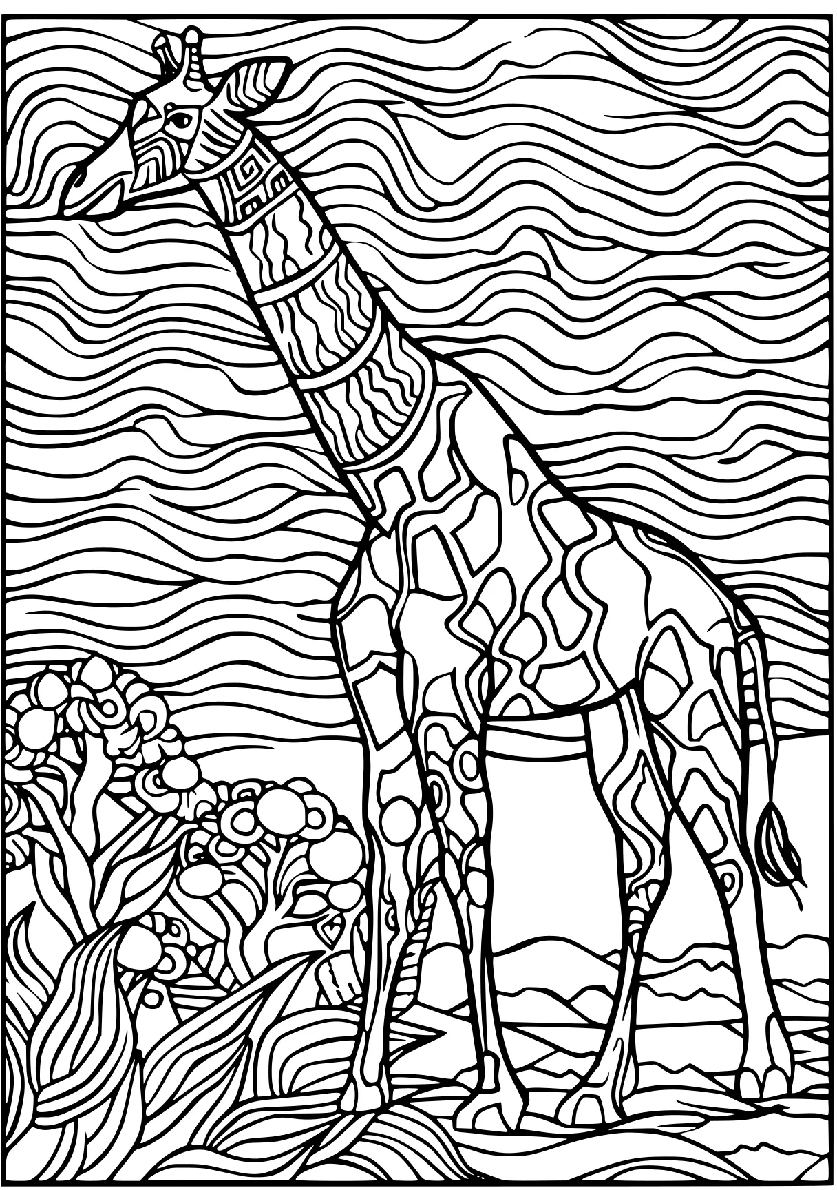 coloring pages printable adult, brachiosaurus, giraffe, zentangle, free page downloads