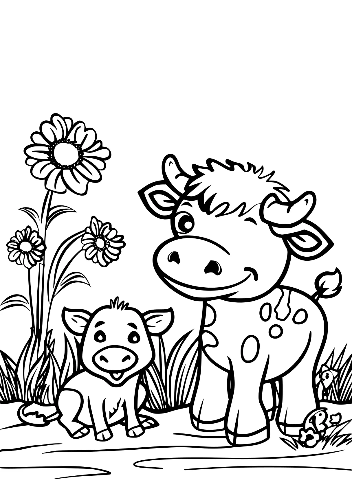 childrens colouring pages cow, peppa, animals, free coloring page downloads