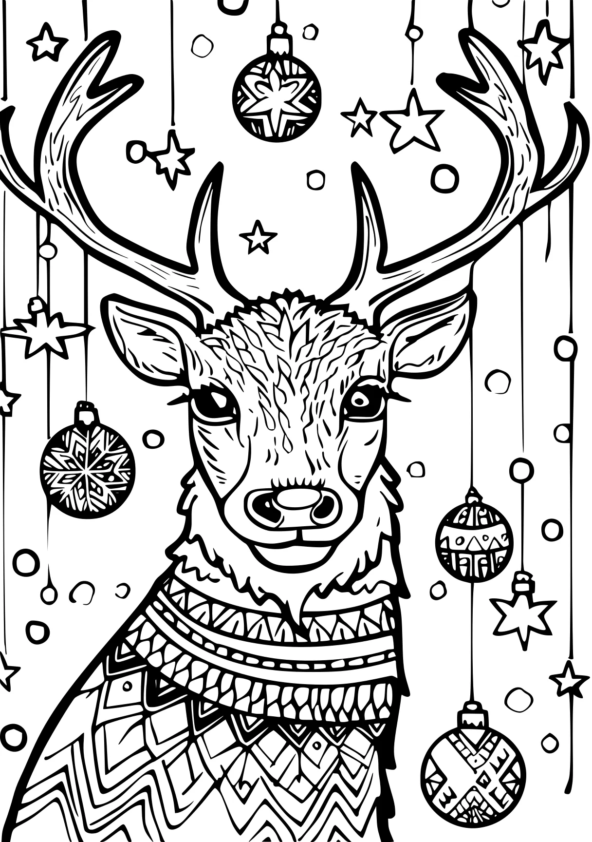 christmas coloring pages printable reindeer, deer, rudolph, zentangle, free page downloads