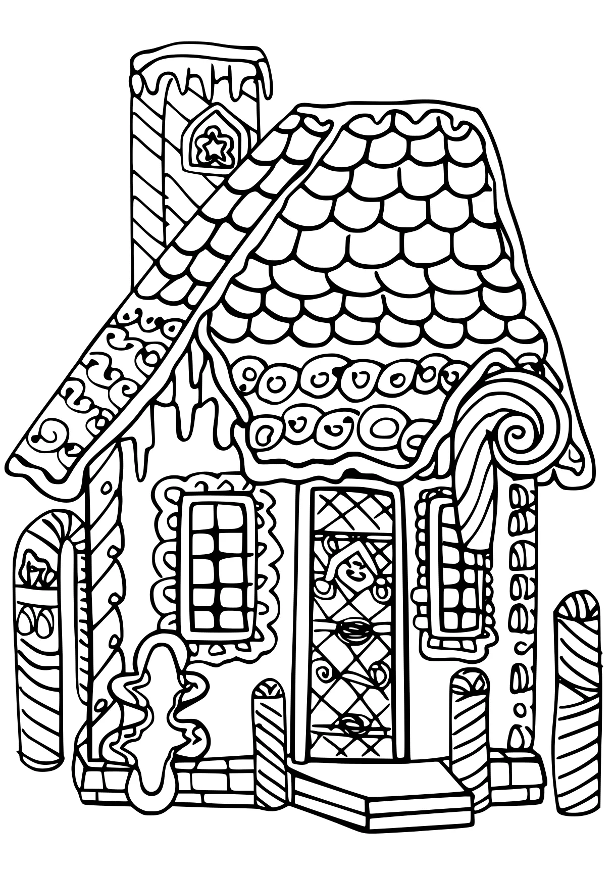 gingerbread house coloring page, ornament, zentangle, house, free downloads