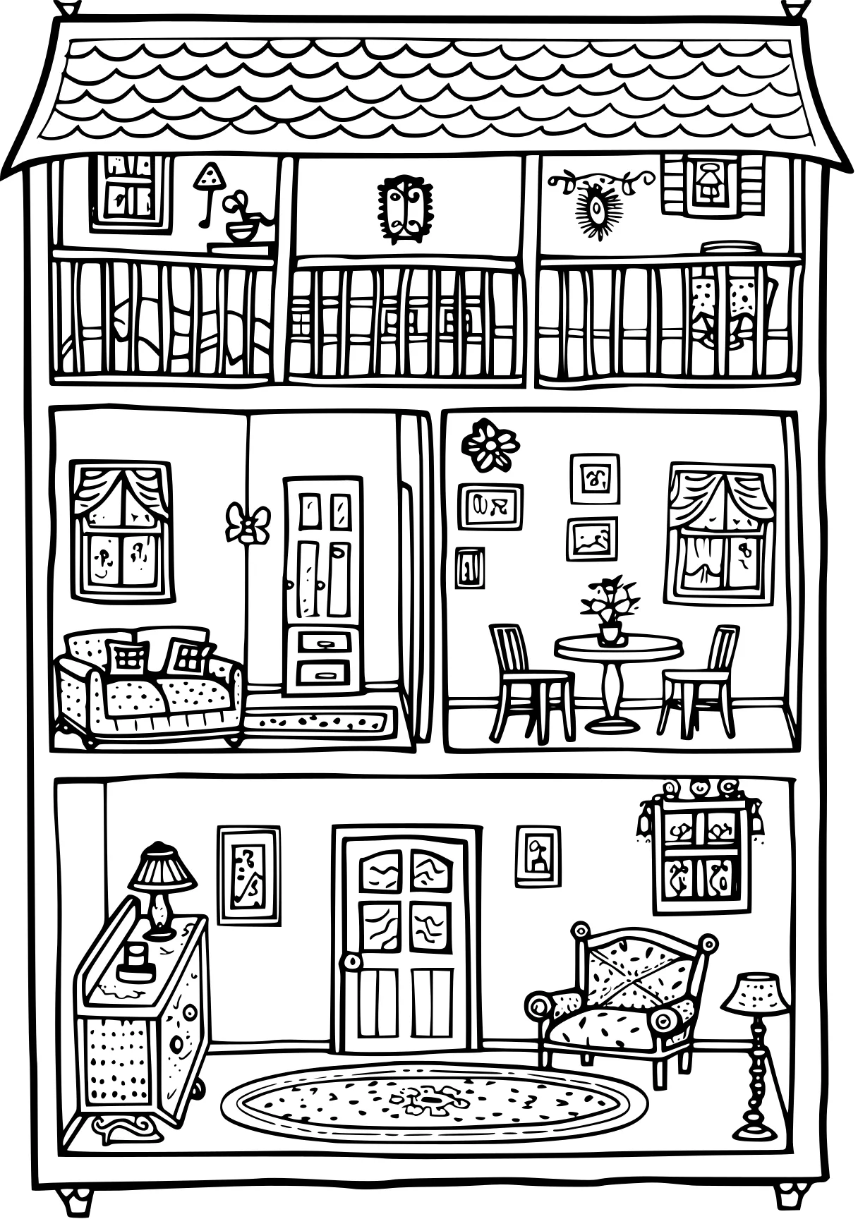 gabby's dollhouse coloring page dollhouse, objects, house, free downloads