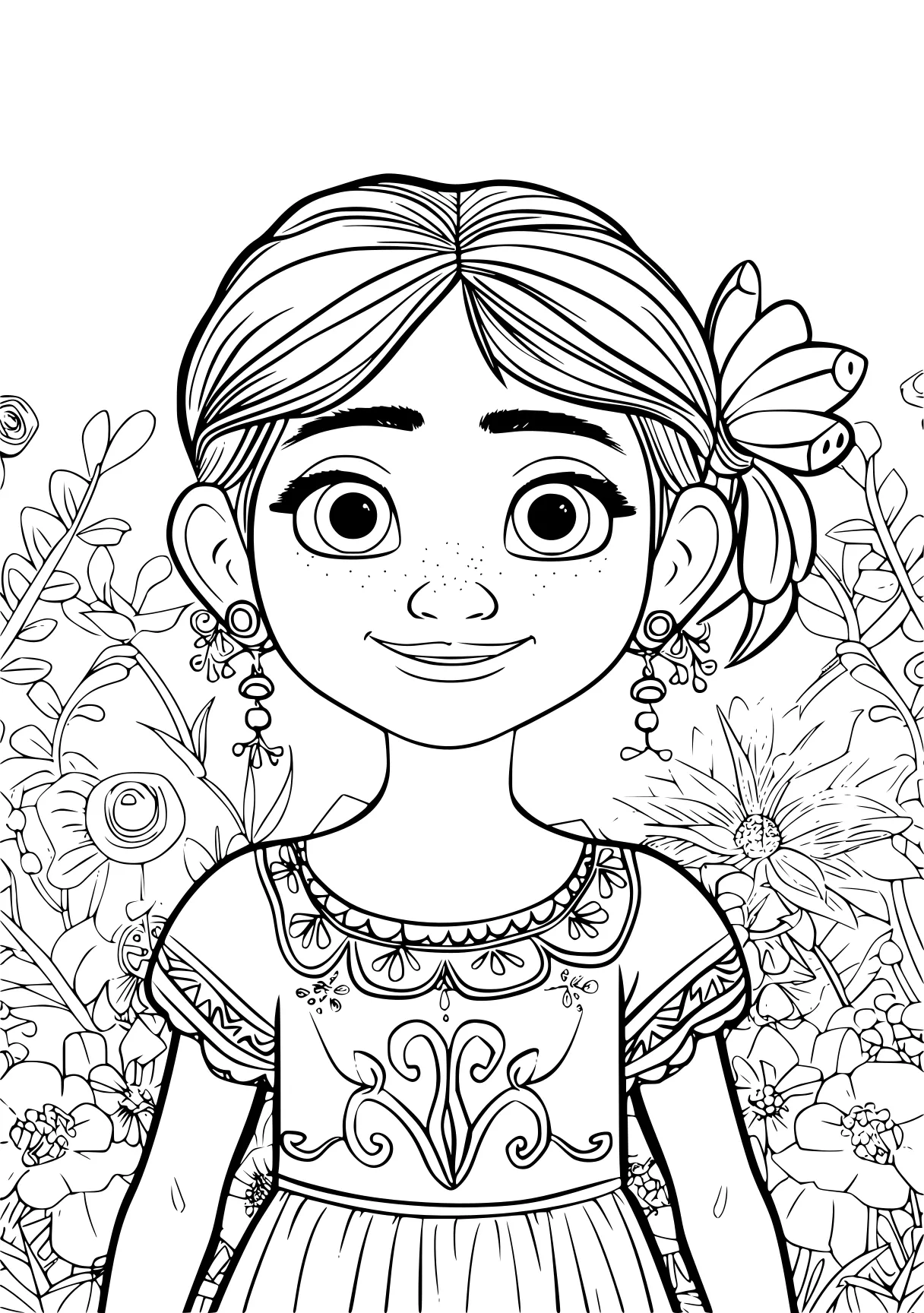 encanto color page moana, rapunzel, illustrator, free coloring downloads