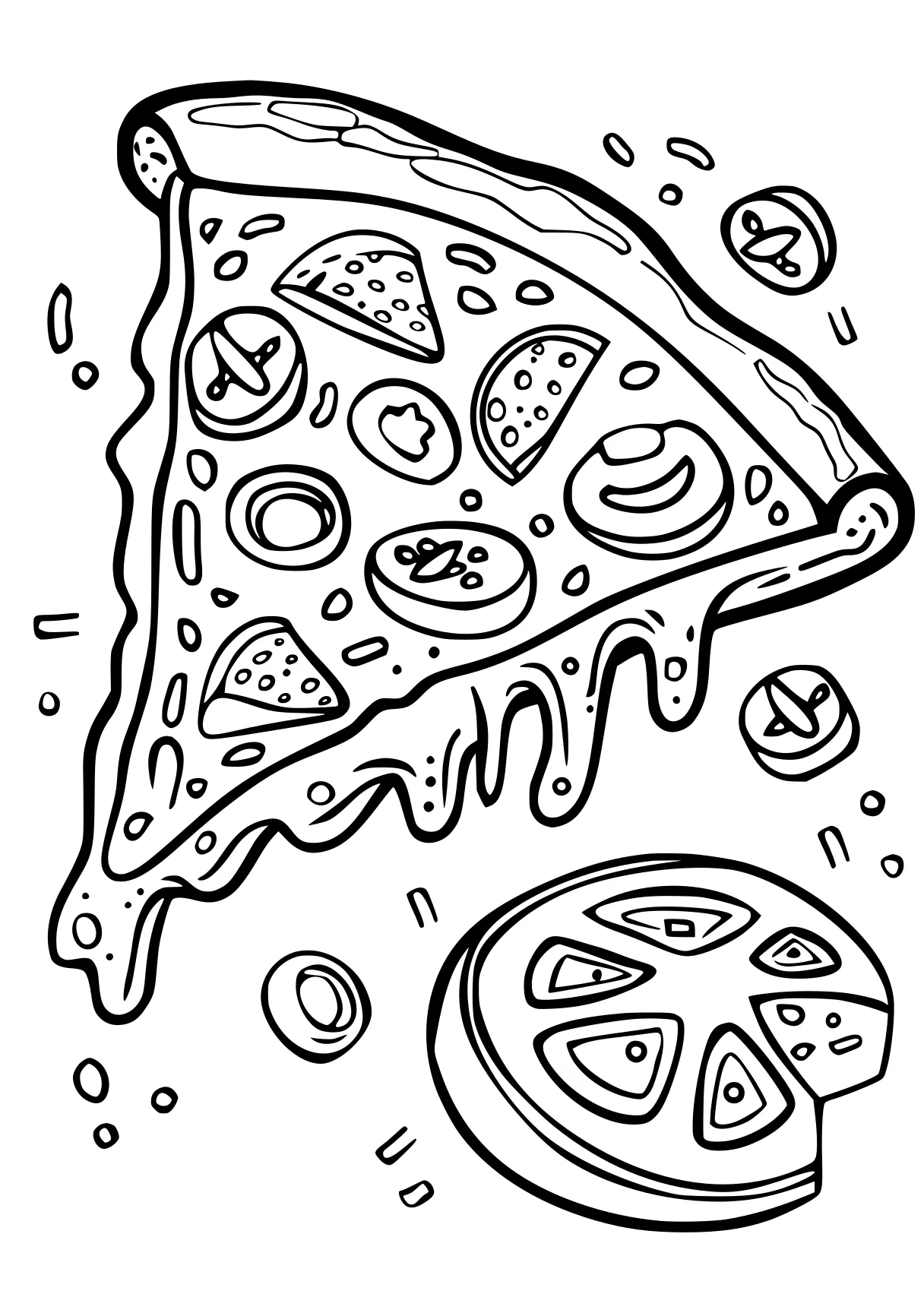 cute coloring pages printable pizza, food, foods, free page downloads