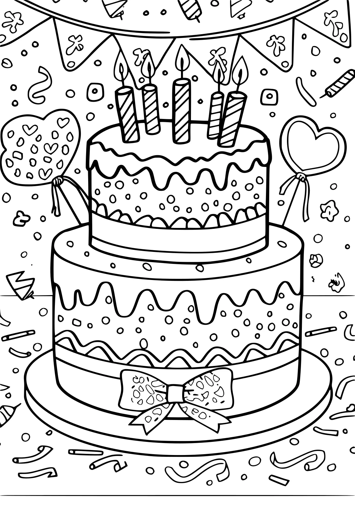 happy birthday coloring pages, cake, birthday, printables, free page downloads