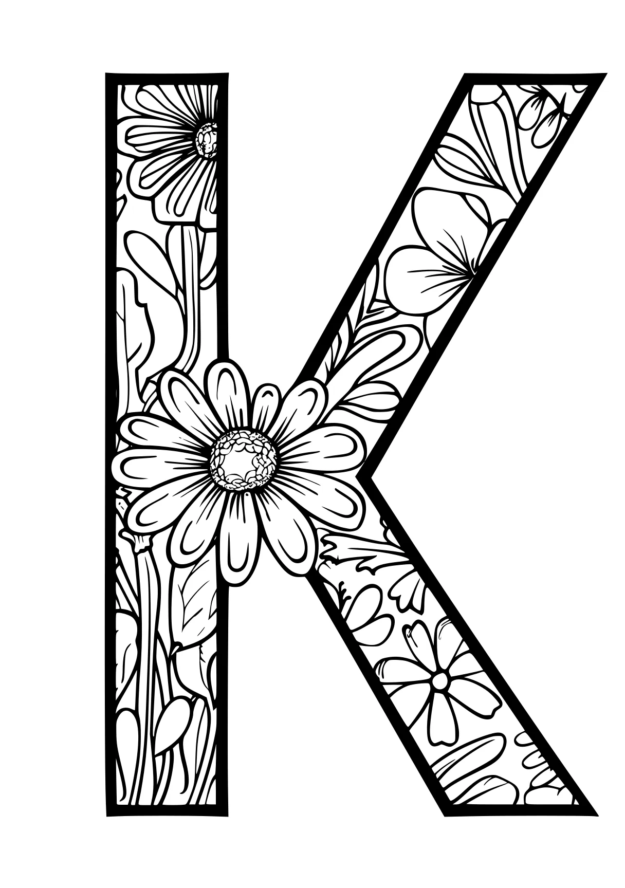 letter coloring pages, design, letters, flower, free page downloads