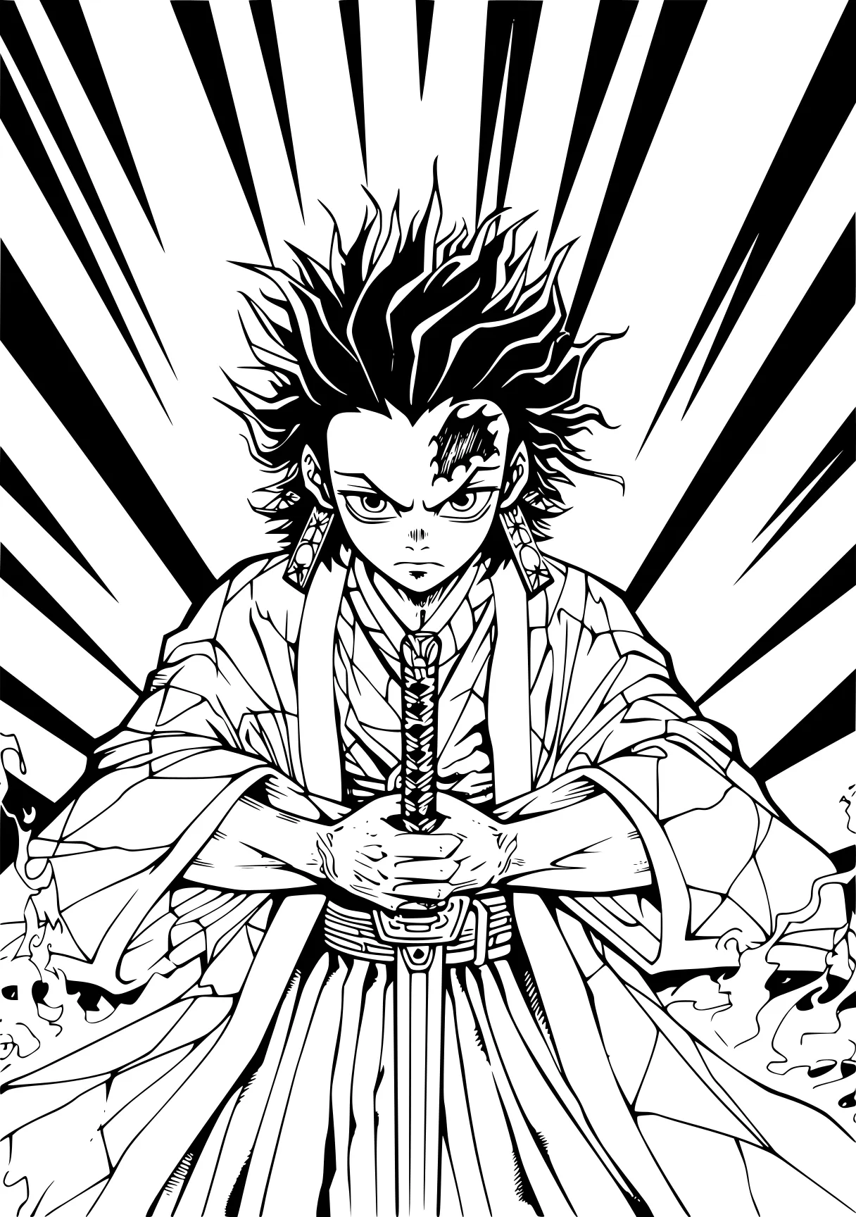 demon slayer colouring pages tanjiro, mha, manga, broly, luffy, free coloring page downloads