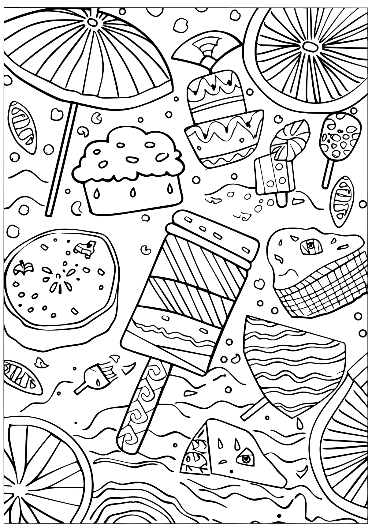 summer coloring sheet, zentangle, pattern, colouring, free page downloads