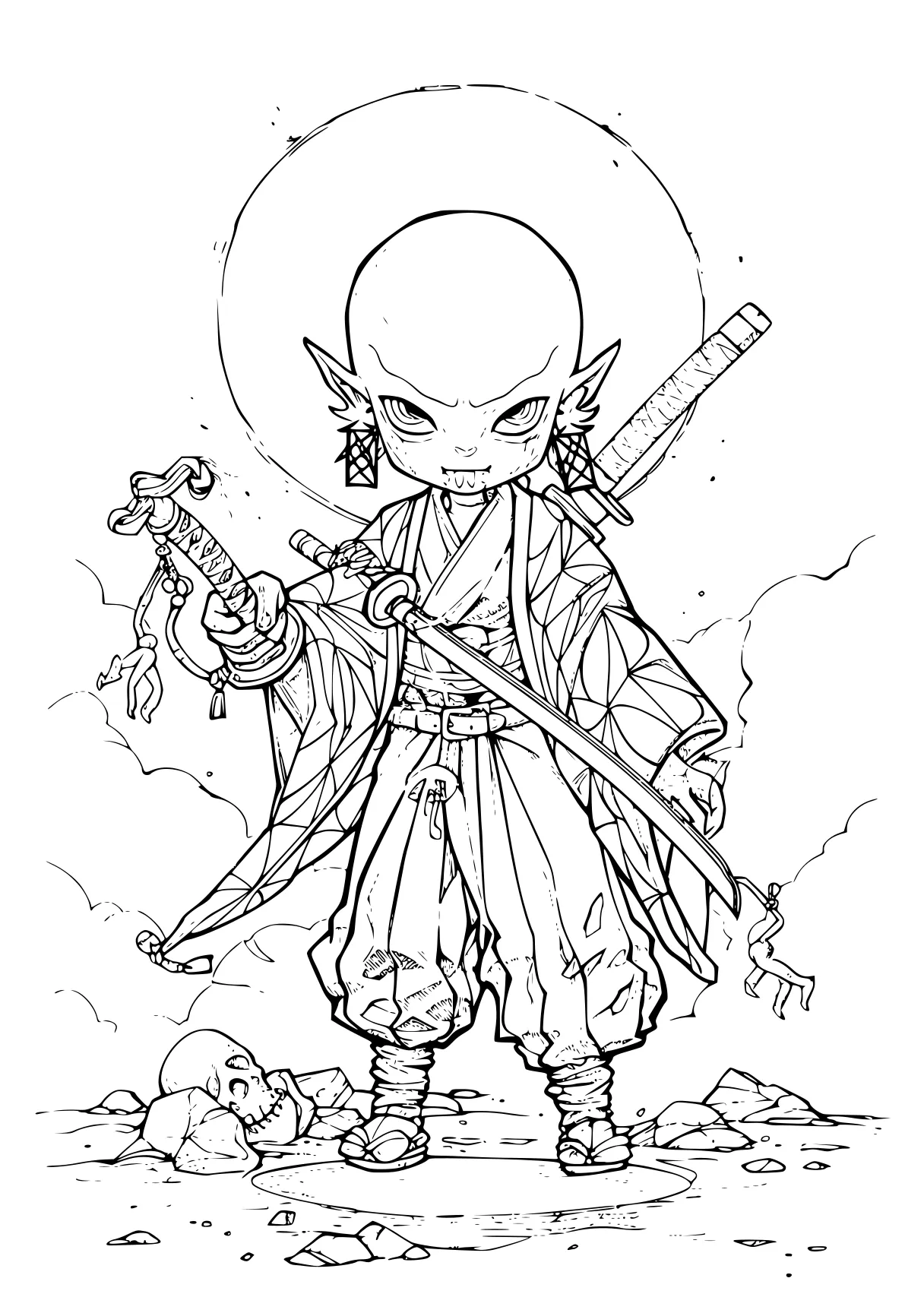 demon slayer coloring page tanjiro, jiren, katana, saint, pilgrim, free downloads