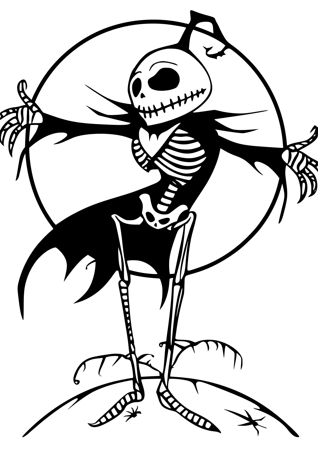 jack skellington coloring page skellington, skeleton, muertos, scarecrow, boo, free downloads