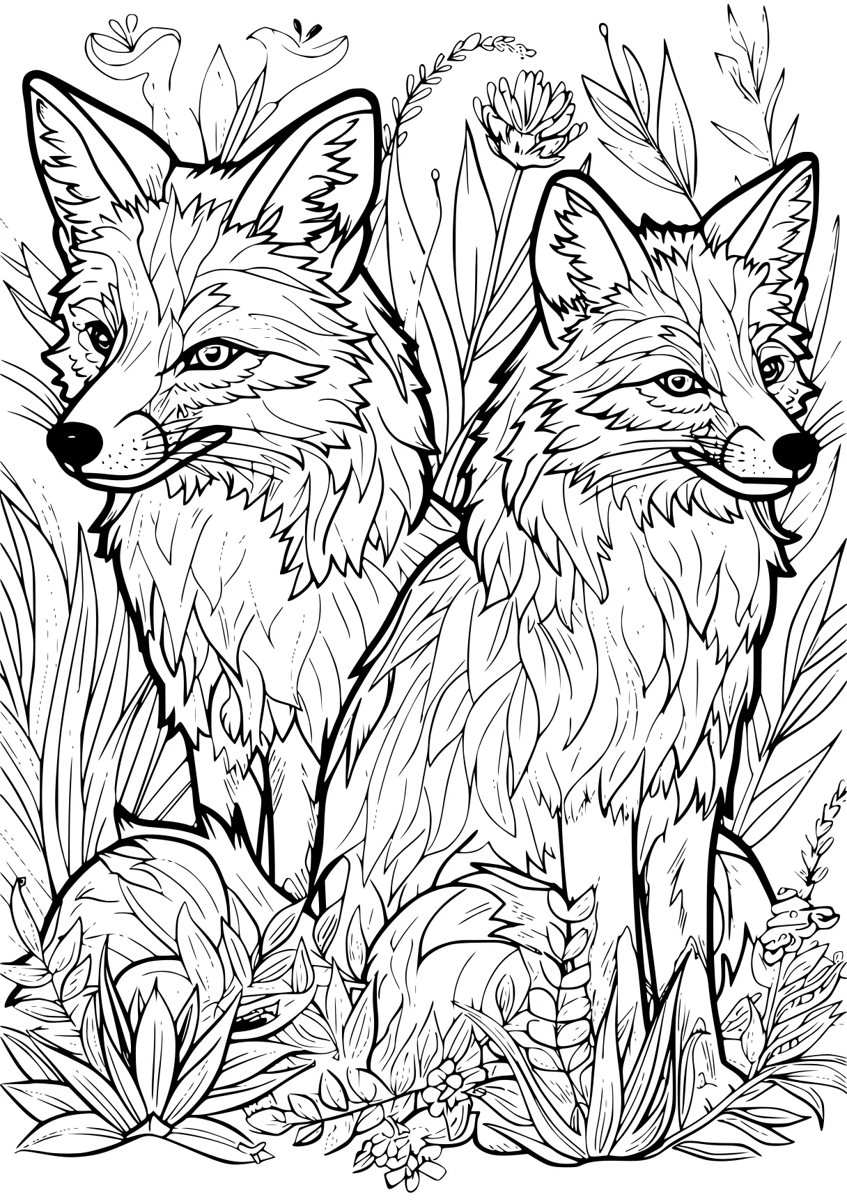 foxes coloring pages foxes, fox, wolf, free page downloads