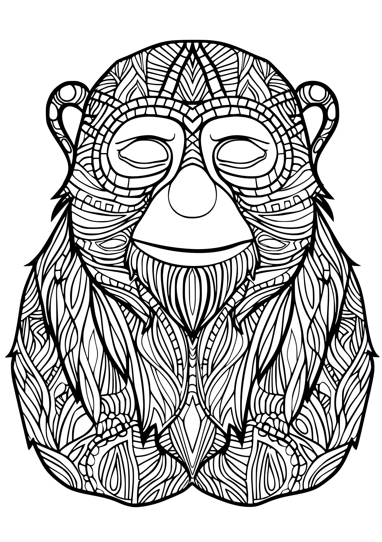 animal coloring pages monkey, gorilla, owl, free page downloads