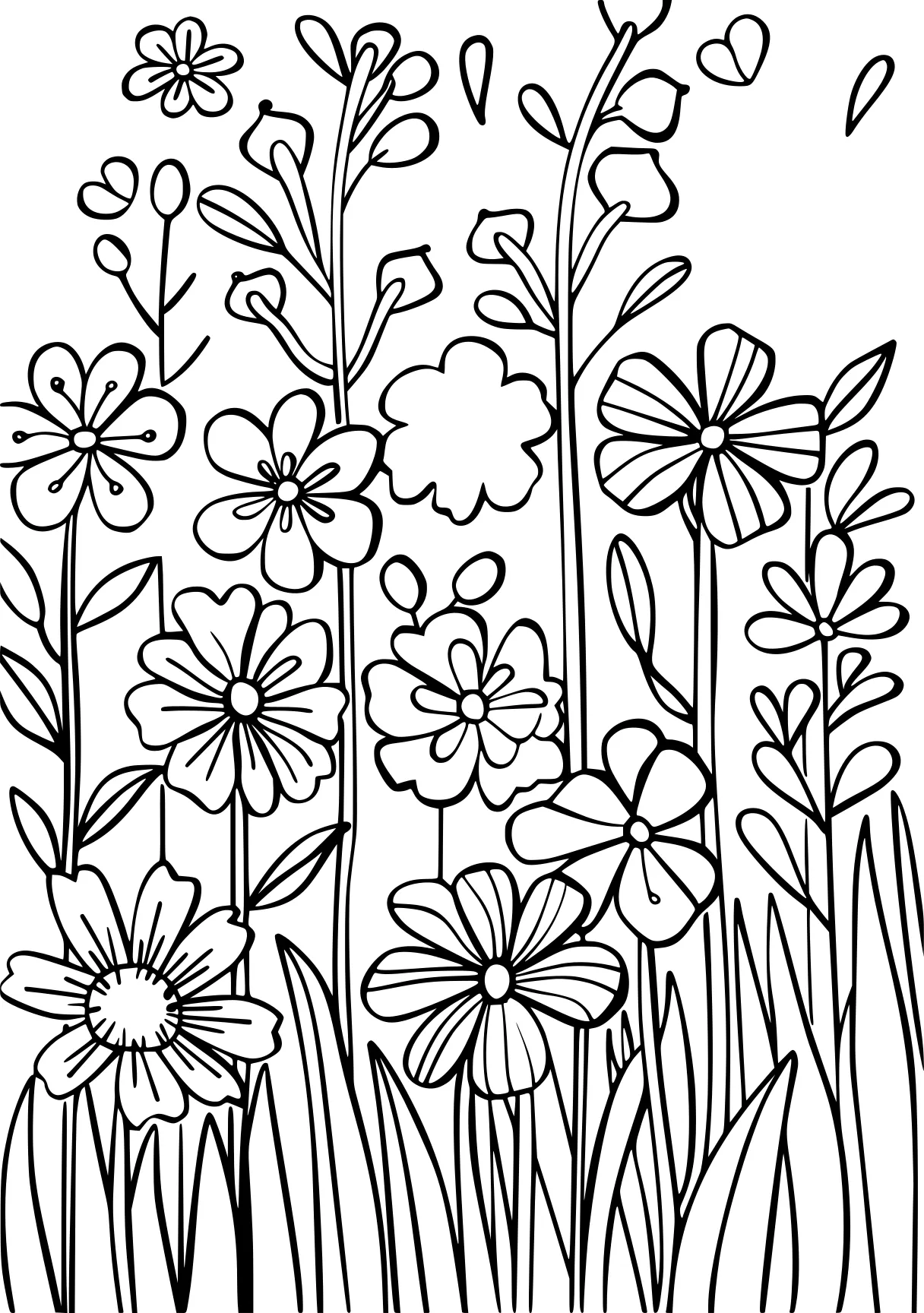 spring coloring, flowers, plants, zentangle, free page downloads