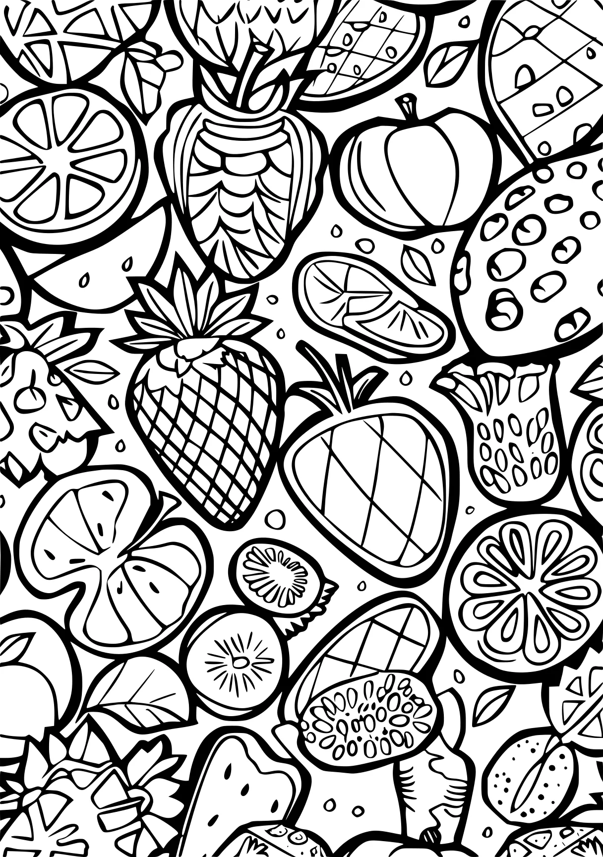 fruit coloring page, zentangle, pattern, fruits, free downloads