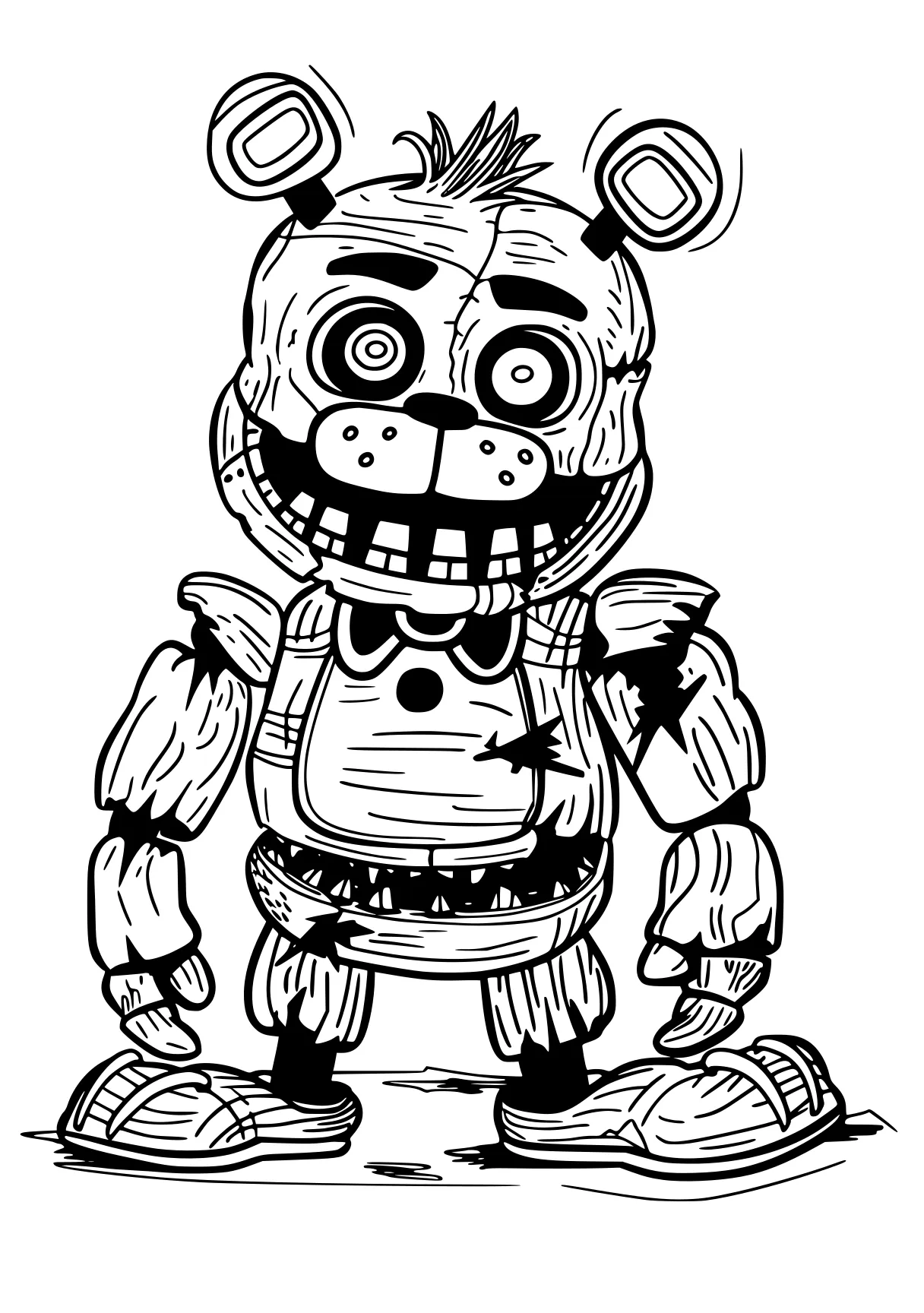 fnaf coloring page fnaf, fazbear, chica, robot, toy, free downloads