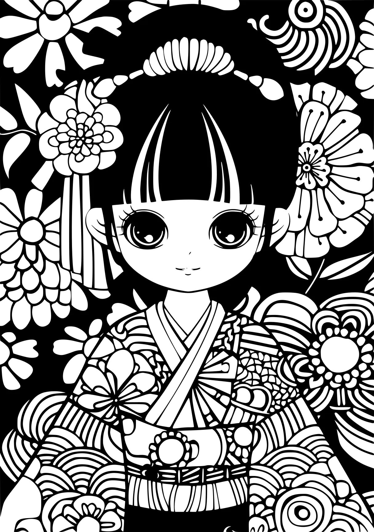 kuromi coloring page nezuko, kuromi, illustrator, japanese, katana, free downloads