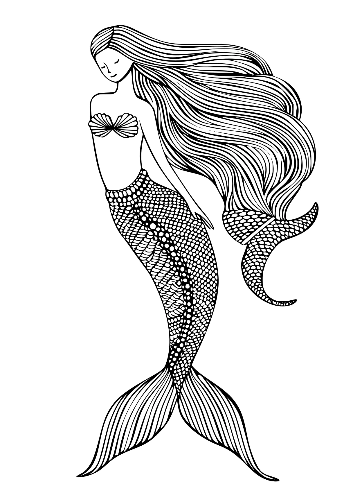 mermaid coloring sheet mermaid, siren, zentangle, ariel, seahorse, free page downloads