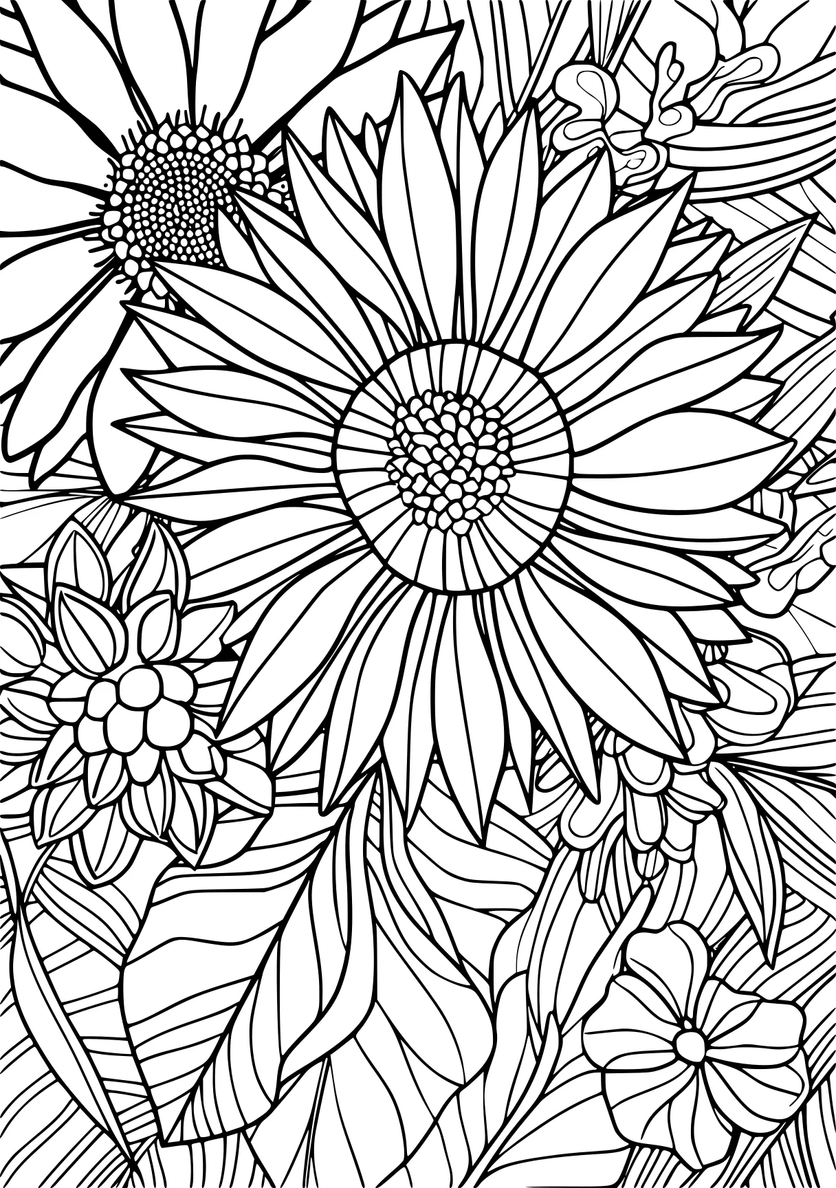 free color by number printables, zentangle, colouring, sunflower, coloring page downloads