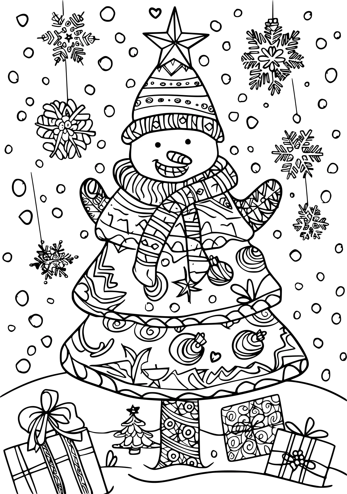 cute christmas coloring pages, snowman, zentangle, gingerbread, free page downloads