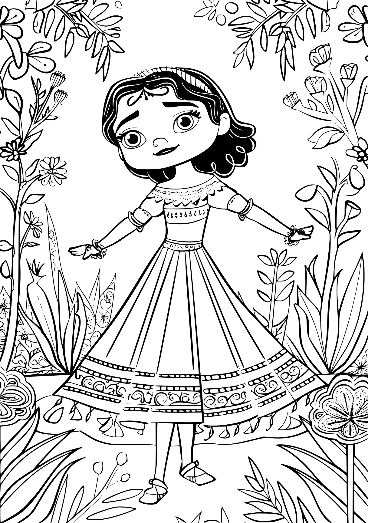 encanto color page, printables, cinderella, jasmine, free coloring downloads