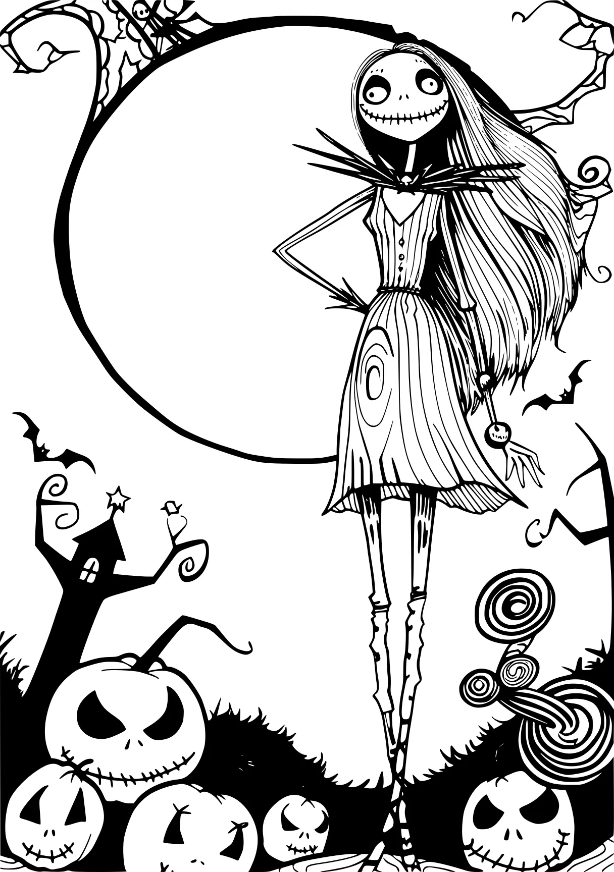 nightmare before christmas coloring page kuromi, witchy, skellington, witch, vampirina, free downloads