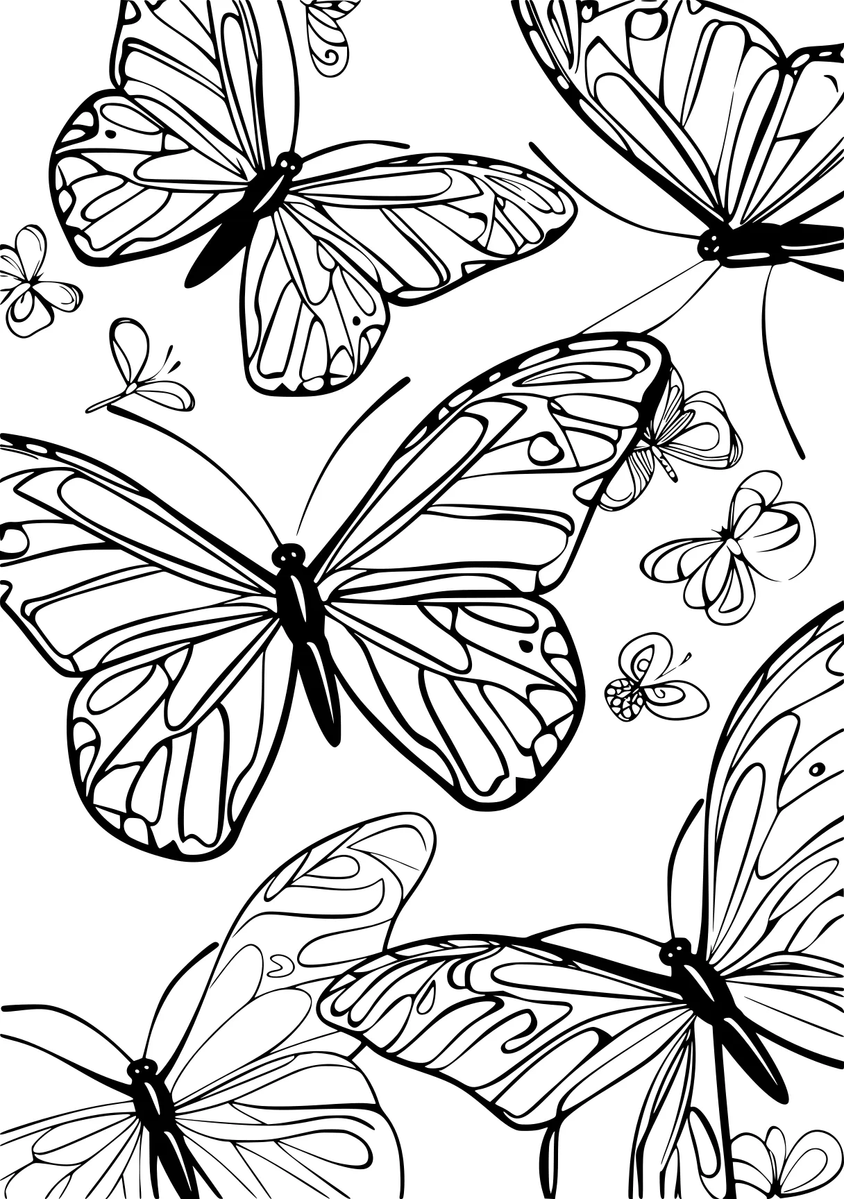 free coloring book pages butterflies, butterfly, insects, page downloads