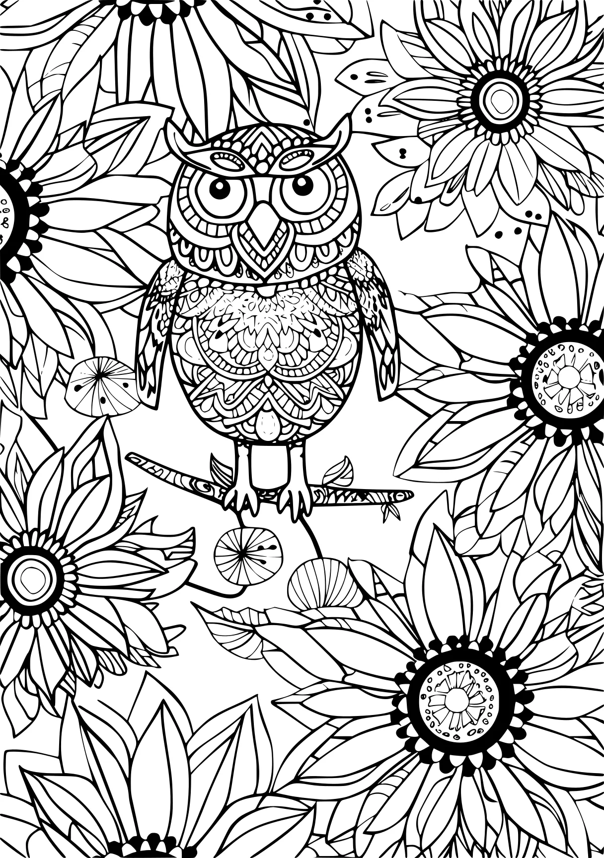 free coloring pages pdf format, zentangle, owl, printables, page downloads