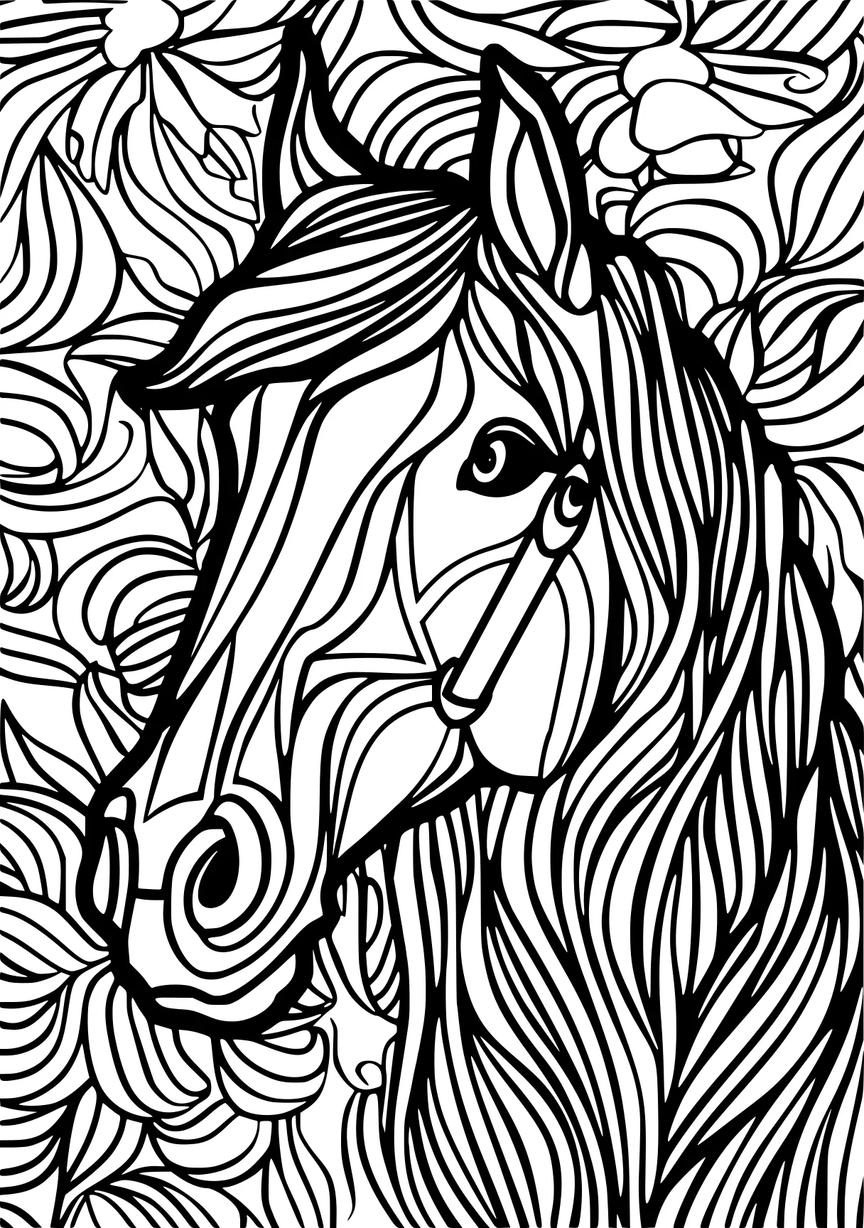 horse colouring horse, unicorn, pegasus, free coloring page downloads