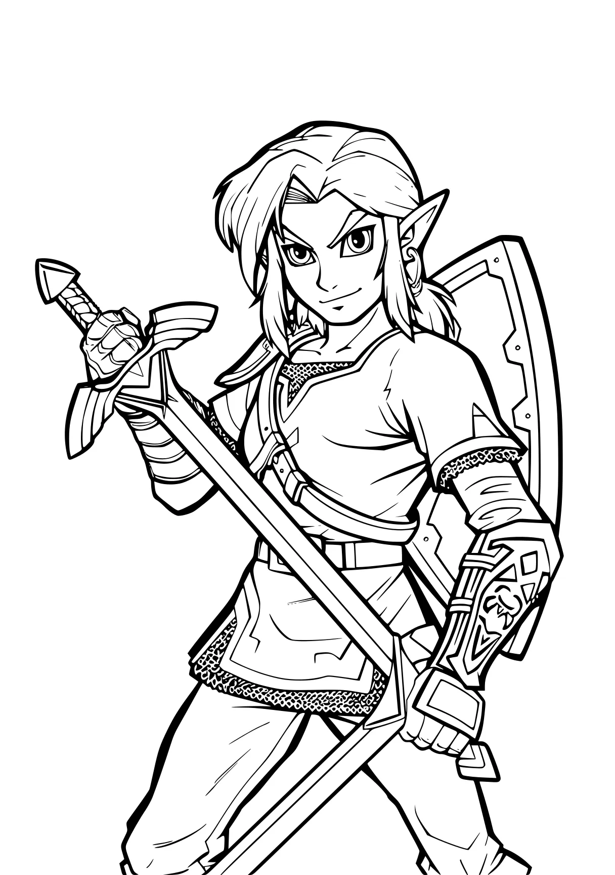 zelda coloring pages link, zelda, sword, ash, elf, free page downloads